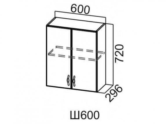 Шкаф навесной 600 Ш600-720 720х600х296мм Прованс